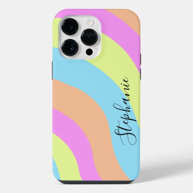 Pastel Rainbow Waves iPhone Case (Back)