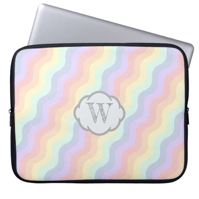 Pastel Rainbow Waves Laptop Sleeve (Front)