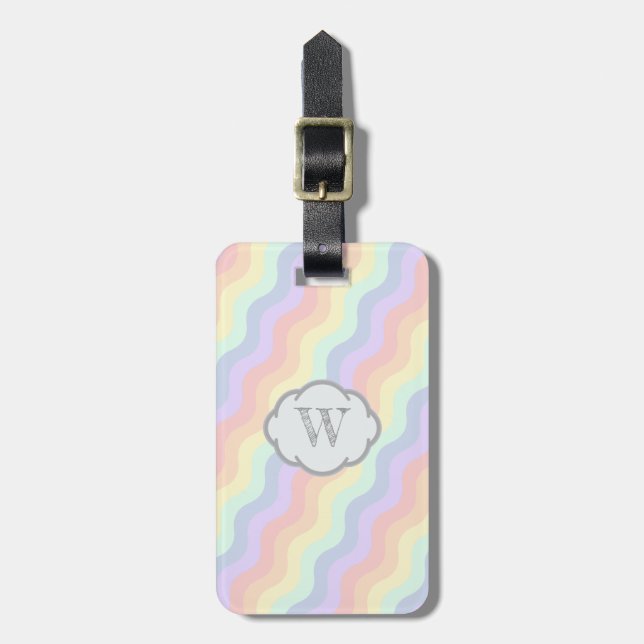 Pastel Rainbow Waves Luggage Tag (Front Vertical)