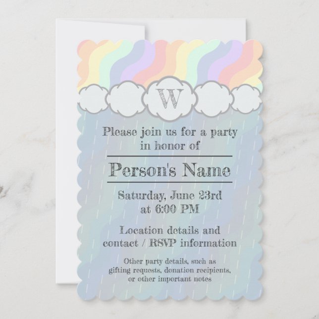 Pastel Rainbow Waves Party Invitation (Front)