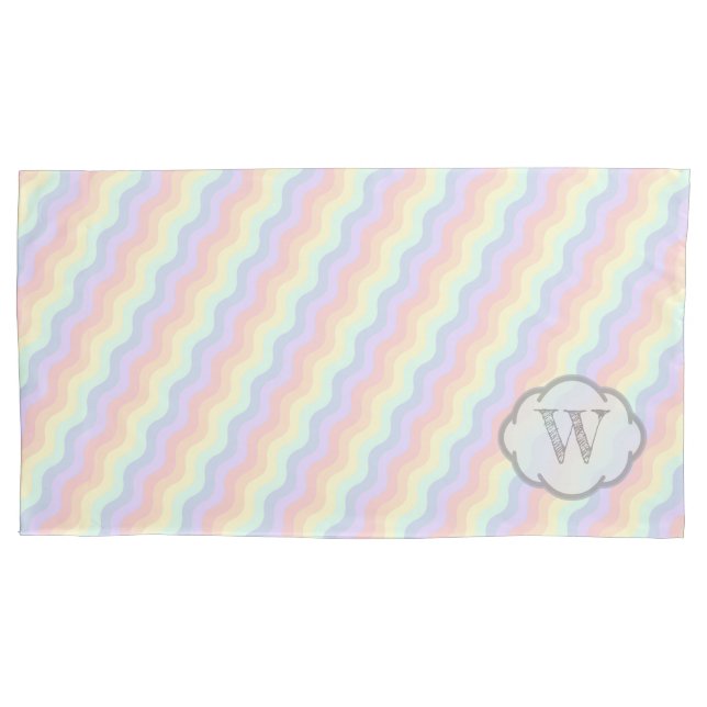 Pastel Rainbow Waves Pillow Case (Front)