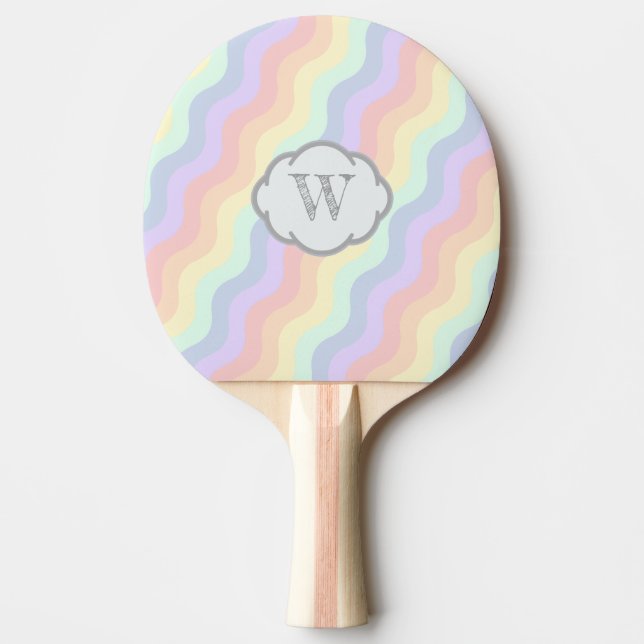 Pastel Rainbow Waves Ping Pong Paddle (Front)