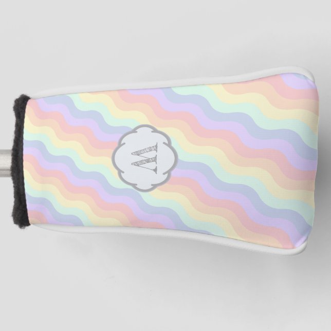 Pastel Rainbow Waves Putter Cover (Front)