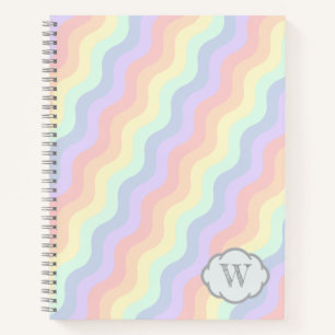 Pastel Rainbow Waves Spiral Notebook
