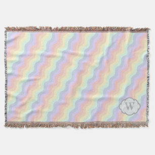 Pastel Rainbow Waves Throw Blanket