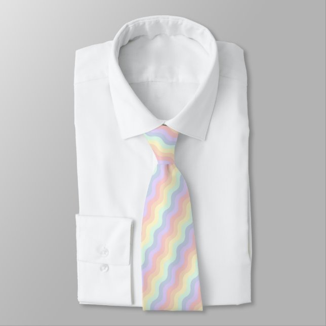 Pastel Rainbow Waves Tie (Tied)
