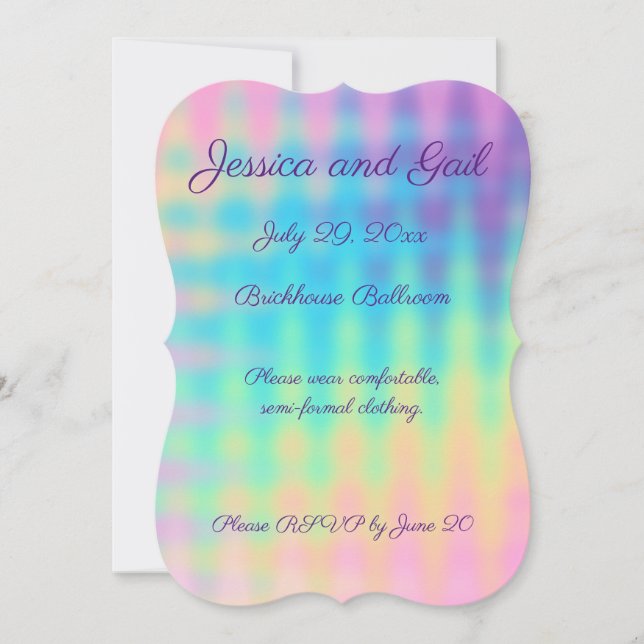 Pastel Rainbow Wedding Invitation (Front)