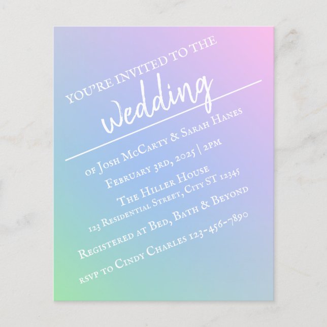 Pastel Rainbow Wedding Invitation Flyer (Front)