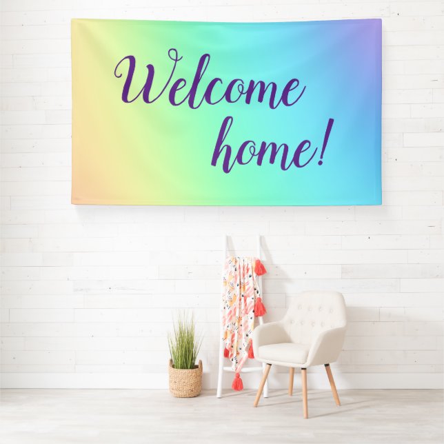 Pastel Rainbow Welcome Home Banner (Insitu)