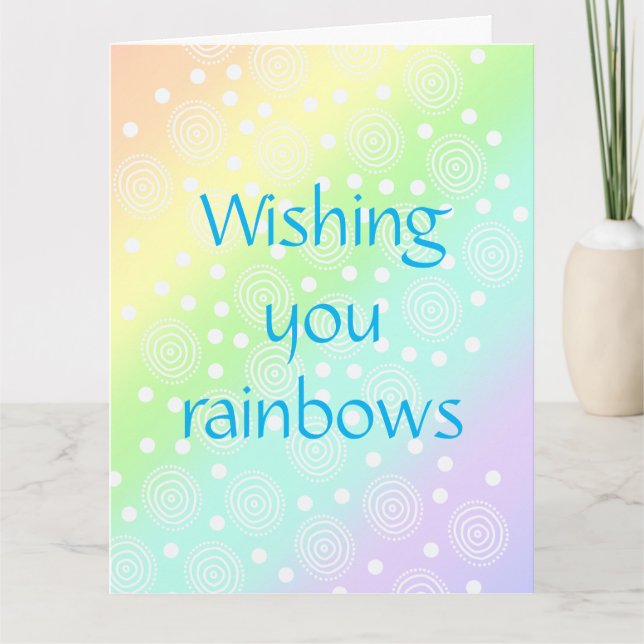 Pastel Rainbow Wishing You Rainbows Greeting Card (Front)