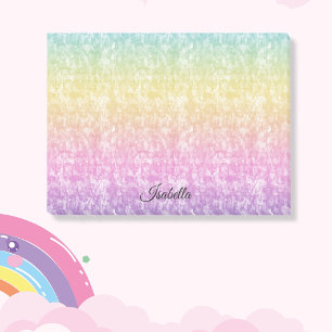 Pastel Rainbow with Name In Script Post-It Notes