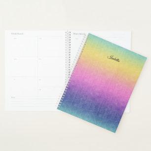 Pastel Rainbow with Script Name or Your Text  Planner
