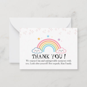 Pastel Rainbow with Smiling Clouds Thank You Card