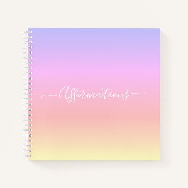 Pastel Rainbow with White Binding Affirmations Notebook (Front)