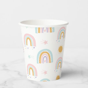 Pastel Rainbows and suns birthday party Paper Cups