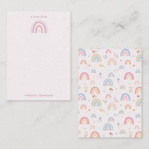 Pastel Rainbows Girly Wildflowers & Hearts Card