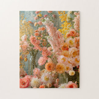 Pastel Ranunculus, Freesia and Dahlia Bouquets Jigsaw Puzzle