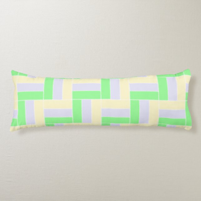 Pastel Rectangles Pattern White Dashed Lines Body Cushion (Front)