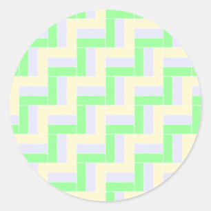Pastel Rectangles Pattern White Dashed Lines Classic Round Sticker