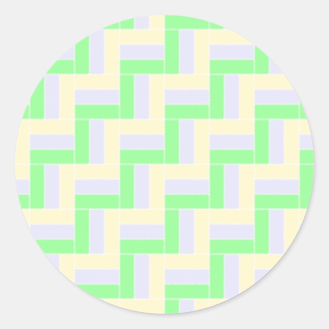 Pastel Rectangles Pattern White Dashed Lines Classic Round Sticker (Front)
