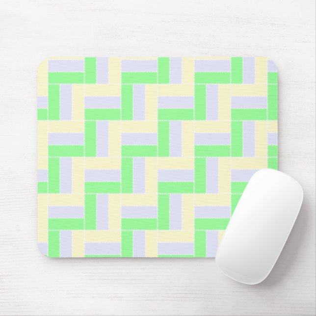 Pastel Rectangles Pattern White Dashed Lines Mouse Pad (With Mouse)