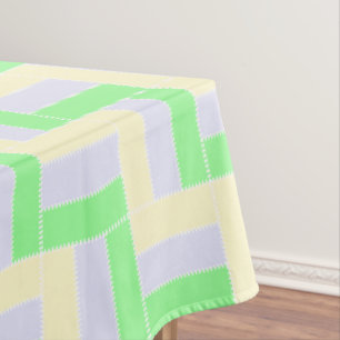 Pastel Rectangles Pattern White Dashed Lines Tablecloth