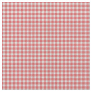 Pastel Red and White Checkered Pattern Fabric