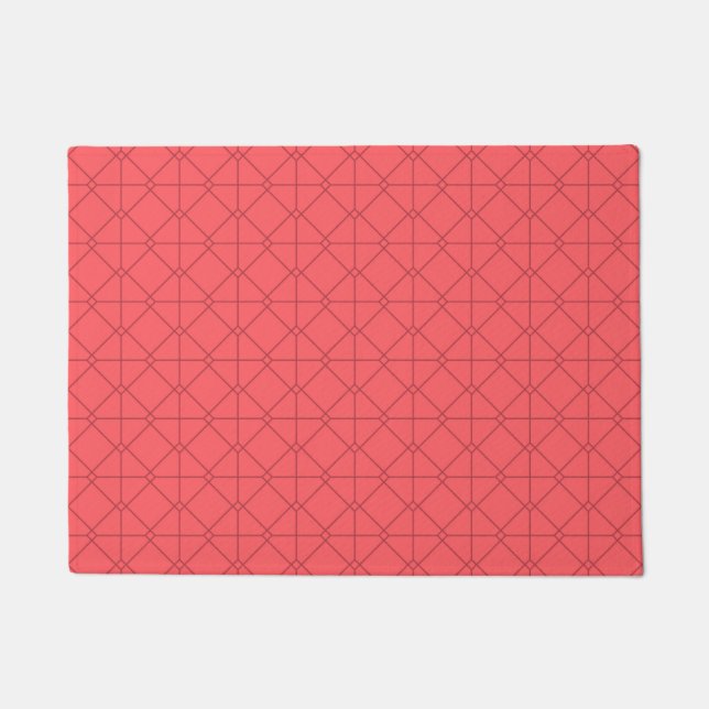 Pastel red, cool, trendy, decorative illustration doormat (Front)