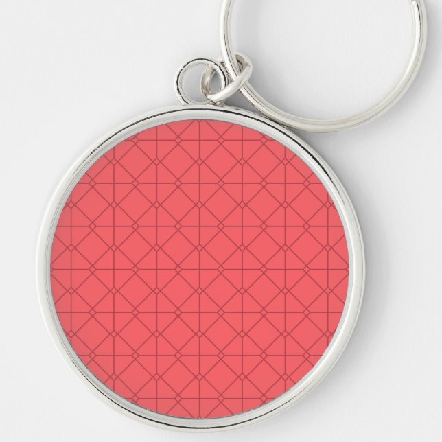Pastel red, cool, trendy, decorative illustration key ring (Front)