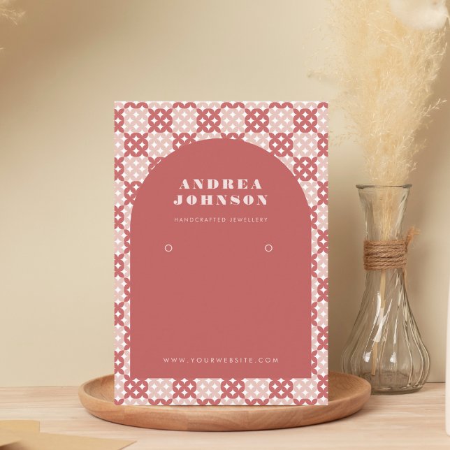 Pastel Red Mid Century Modern Arch Earring Display Business Card (Creator Uploaded)