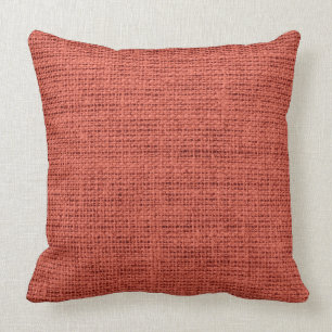 Pastel Red Rustic Burlap Linen Cushion