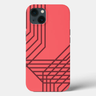 Pastel Red, simple, modern, geometric design iPhone 13 Case