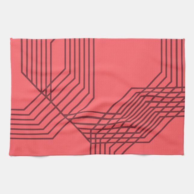 Pastel Red, simple, modern, geometric design Tea Towel (Horizontal)