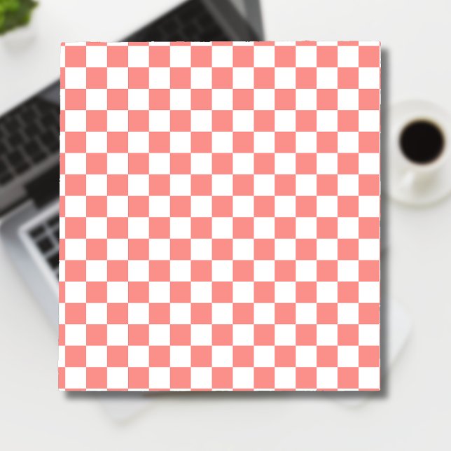 Pastel Red White Chequered Chequerboard Vintage Notepad (Creator Uploaded)