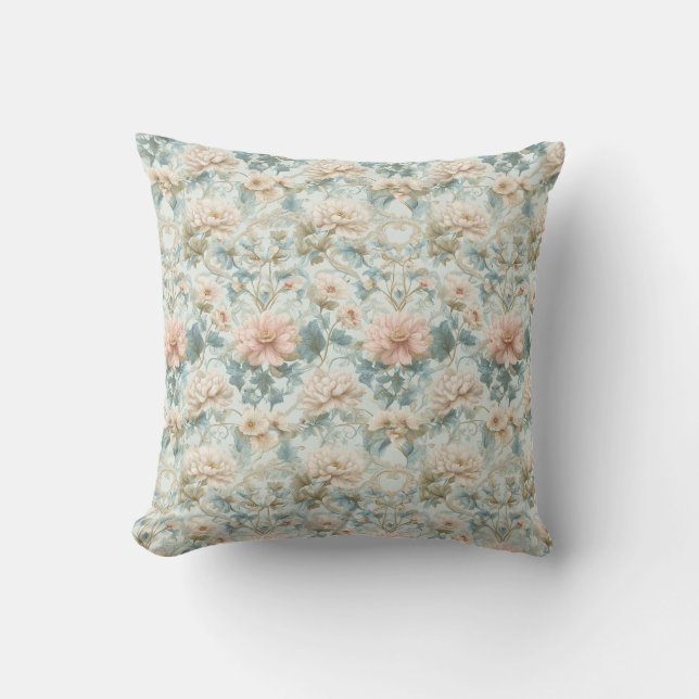 Pastel Regency English Garden Florals Cushion (Front)