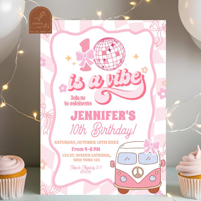 Pastel Retro 10th Birthday Party Invitation (Creator Uploaded)