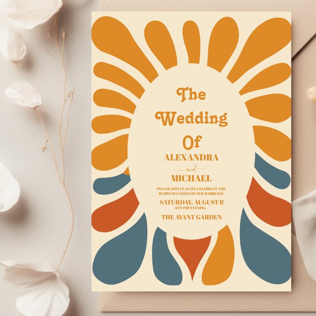 Pastel Retro 1970s Wedding Invitation (Creator Uploaded)