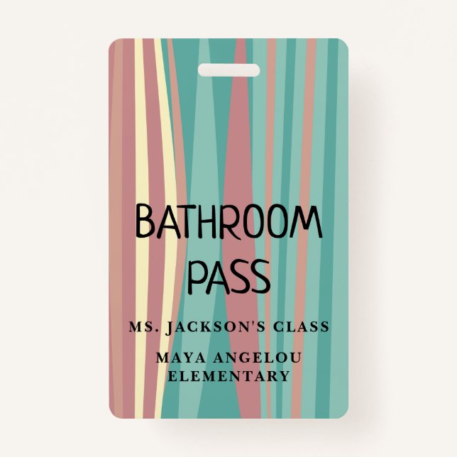 Pastel Retro Back To School Bathroom Hall Pass Bad ID Badge (Back)