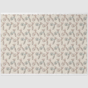 Pastel Retro Bicycles With Flowers Tissue Paper