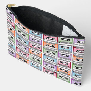 Pastel Retro Cassette Tapes Pattern Accessory Pouch
