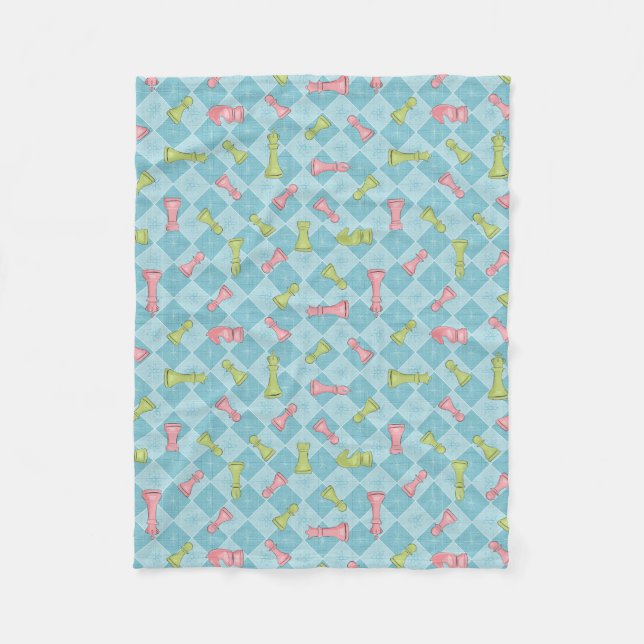 Pastel Retro Chess Board Fleece Blanket (Front)