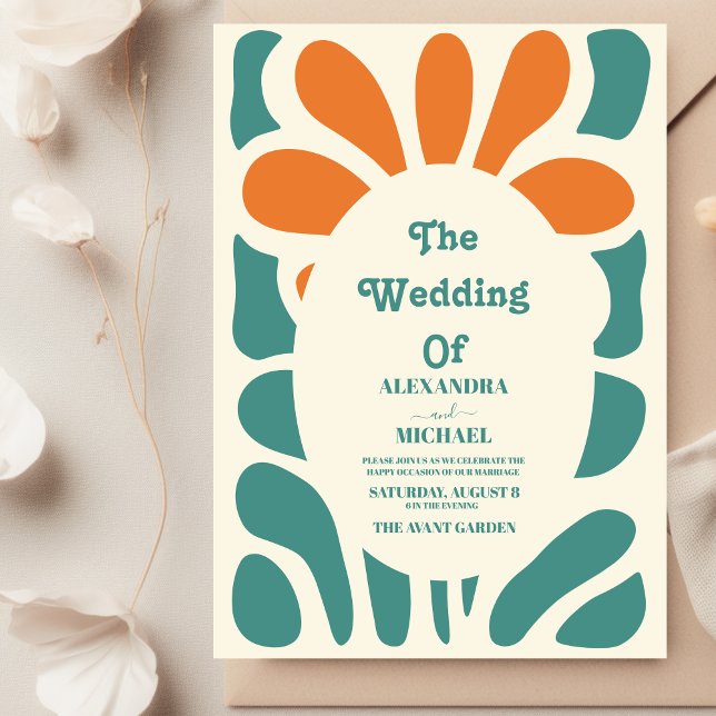 Pastel Retro Colourful Floral Wedding Invitation (Creator Uploaded)