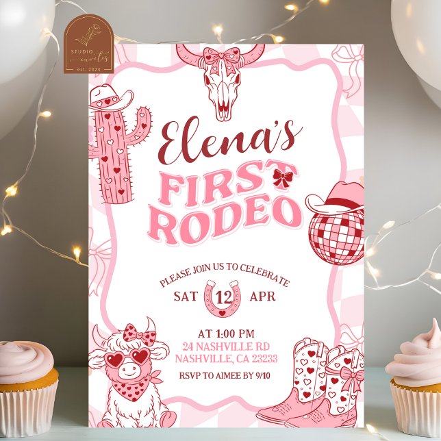 Pastel Retro First Rodeo Birthday party Invitation (Creator Uploaded)
