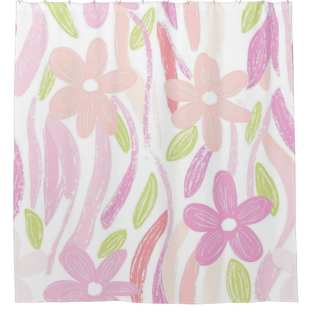 Pastel Retro Floral (10) Shower Curtain (Front)