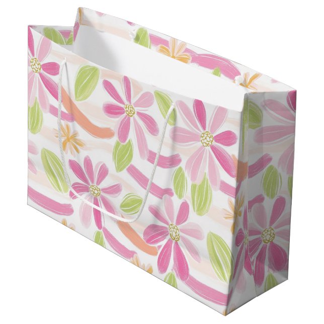 Pastel Retro Floral (2) Large Gift Bag (Front Angled)