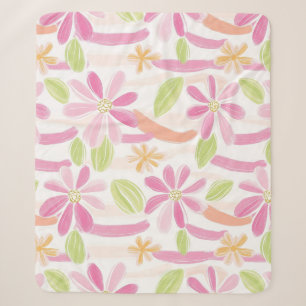Pastel Retro Floral (2) Sherpa Blanket