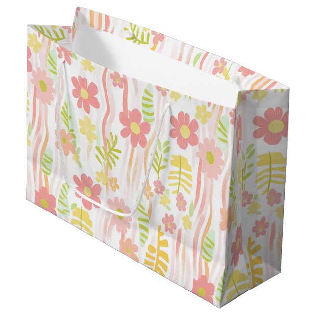 Pastel Retro Floral (3) Large Gift Bag (Front Angled)