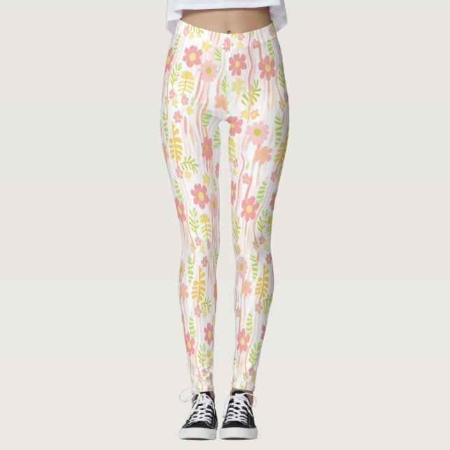 Pastel Retro Floral (3) Leggings (Front)