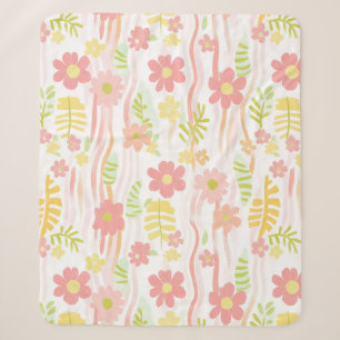 Pastel Retro Floral (3) Sherpa Blanket
