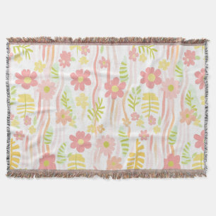 Pastel Retro Floral (3) Throw Blanket